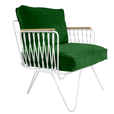Fauteuil Croisette en velours vert mousse - Honoré