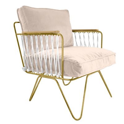 Fauteuil Croisette en velours écru - Honoré