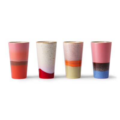 Mugs Latte céramique 70's (lot de 4) - HKliving