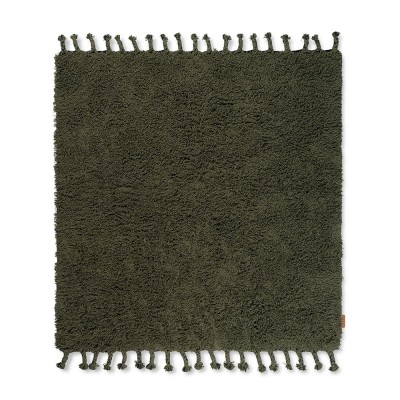 Tapis à poils longs Amass olive 140 x 140 cm - Ferm Living