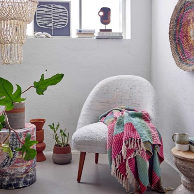 Chaise Lounge Halbin kilim gris - Bloomingville