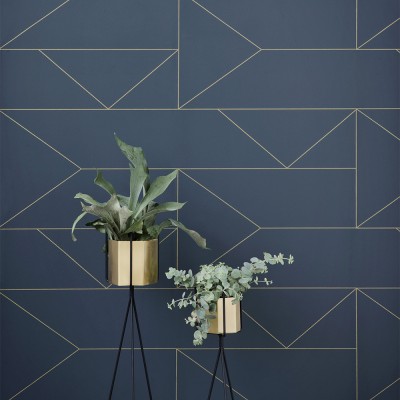 Papier peint Lines bleu foncé - Ferm Living