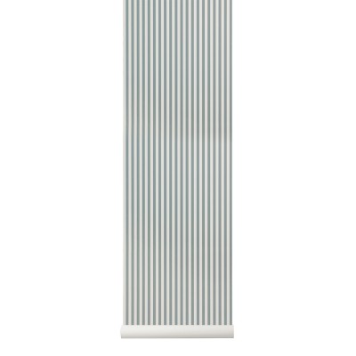 Papier peint Thin Lines vieux bleu & blanc cassé - Ferm Living
