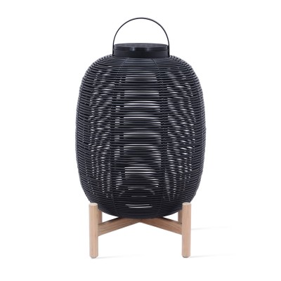 Lanterne Tika noir H69 base teck - Vincent Sheppard