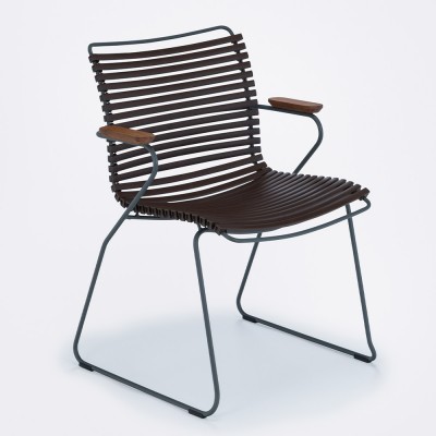 Chaise Click brun foncé avec accoudoirs bambou - Houe