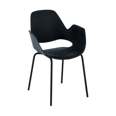 Chaise Falk noir avec accoudoirs et piètement en tube métalique - Houe