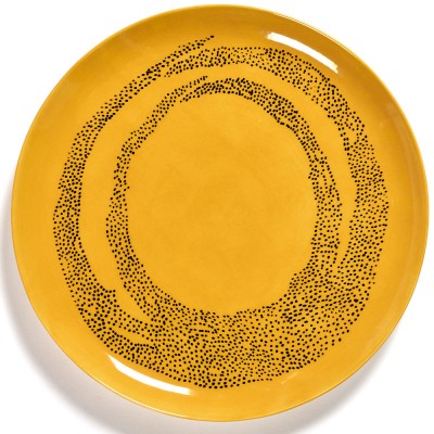 Assiette Feast Ottolenghi jaune cercles noirs L - Serax