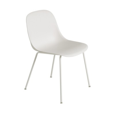 Chaise Fiber composite bois et plastique blanc & piètement acier - Muuto