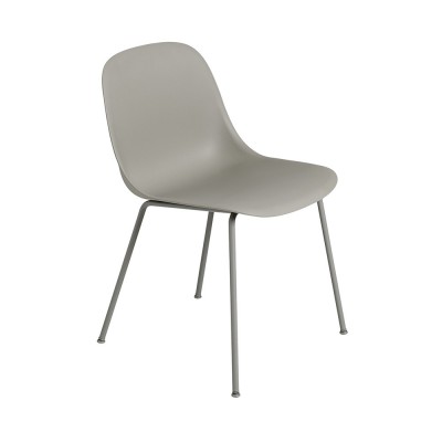 Chaise Fiber composite bois et plastique gris & piètement acier - Muuto