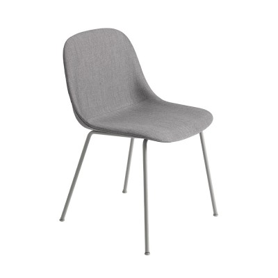 Chaise Fiber tissu gris Remix 133 & piètement acier - Muuto