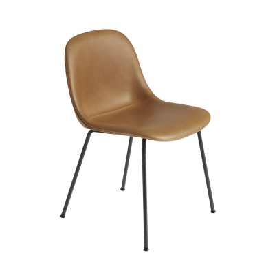 Chaise Fiber cuir cognac & piètement acier - Muuto