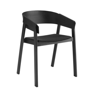 Chaise avec accoudoirs Cover hêtre & tissu noir Remix 183 - Muuto