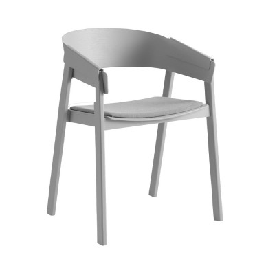 Chaise avec accoudoirs Cover hêtre & tissu gris Remix 123 - Muuto