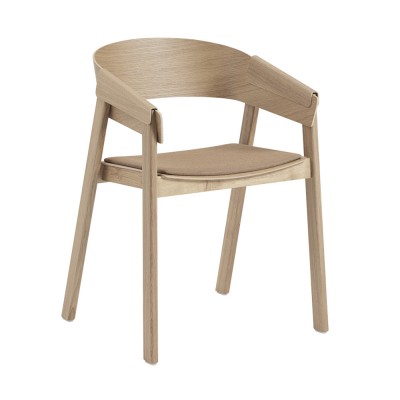 Chaise avec accoudoirs Cover chêne & tissu beige Remix 252 - Muuto