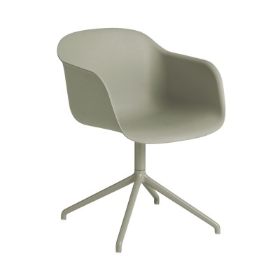 Chaise avec accoudoirs Fiber composite bois et plastique dusty green & piètement pivotant aluminium 