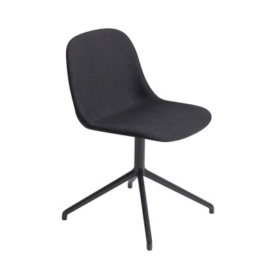 Chaise Fiber tissu noir Remix 183 & piètement pivotant aluminium - Muuto