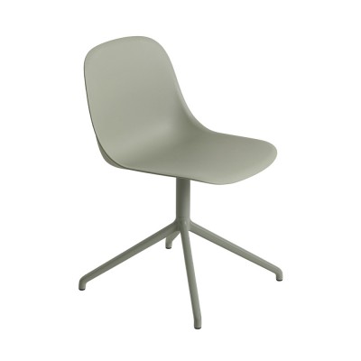 Chaise Fiber composite bois et plastique dusty green & piètement pivotant aluminium - Muuto