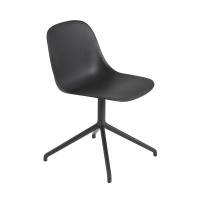 Chaise Fiber composite bois et plastique noir & piètement pivotant aluminium - Muuto