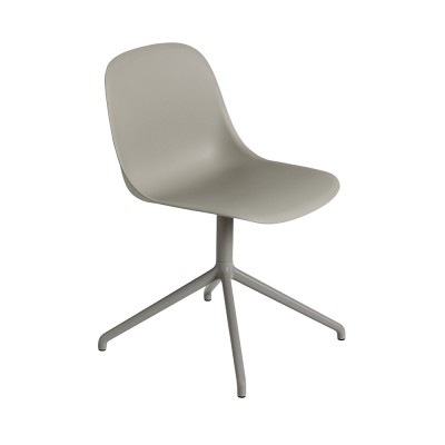 Chaise Fiber composite bois et plastique gris & piètement pivotant aluminium - Muuto