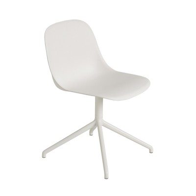 Chaise Fiber composite bois et plastique blanc & piètement pivotant aluminium - Muuto
