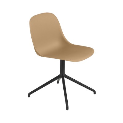 Chaise Fiber composite bois et plastique ocre & piètement pivotant aluminium - Muuto