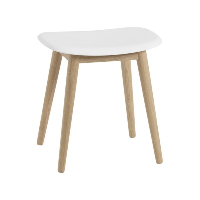 Tabouret Fiber blanc & piètement bois - Muuto