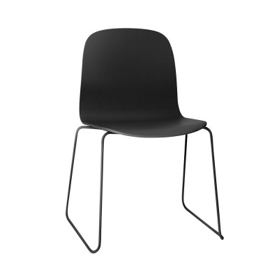 Chaise Visu frêne noir & piétement acier traîneau - Muuto