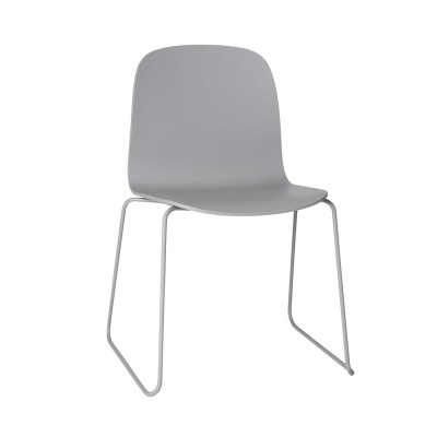 Chaise Visu frêne gris & piétement acier traîneau - Muuto