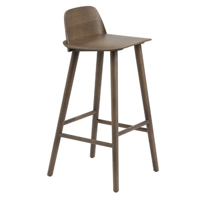 Tabouret de bar Nerd chêne teinté brun foncé H89 cm - Muuto