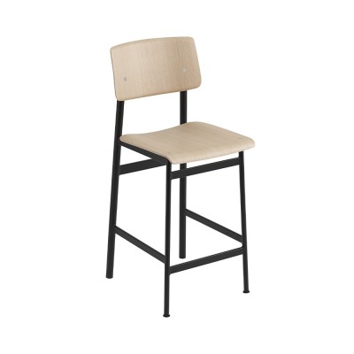 Tabouret Loft chêne et acier noir H98,5 cm - Muuto