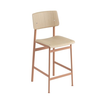 Tabouret Loft chêne et acier dusty rose H98,5 cm - Muuto