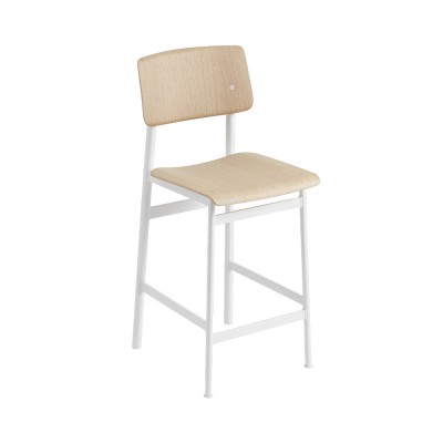 Tabouret Loft chêne et acier blanc H98,5 cm - Muuto