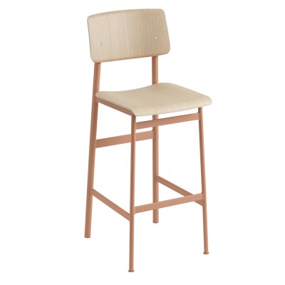 Tabouret de bar Loft chêne et acier dusty rose H108,5 cm - Muuto
