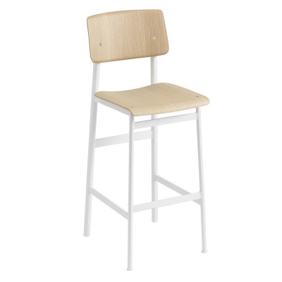 Tabouret de bar Loft chêne et acier blanc H108,5 cm - Muuto