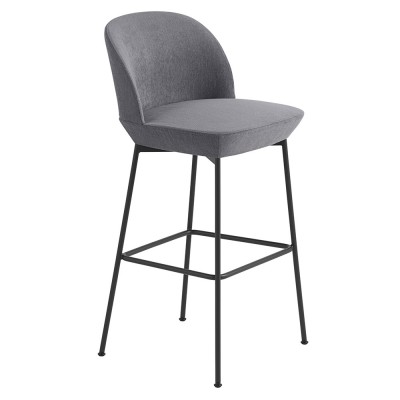 Tabouret Oslo tissu bleu gris Still 161 et piètement acier H103,5 cm - Muuto
