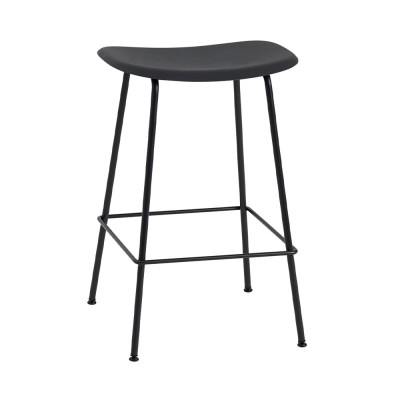 Tabouret Fiber composite bois et plastique noir & piètement acier H66 cm - Muuto