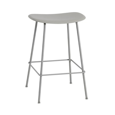 Tabouret Fiber composite bois et plastique gris & piètement acier H66 cm - Muuto