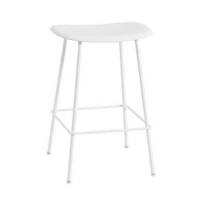 Tabouret Fiber composite bois et plastique blanc & piètement acier H66 cm - Muuto
