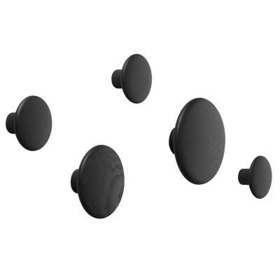 Set de 5 crochets muraux Dots bois noir - Muuto