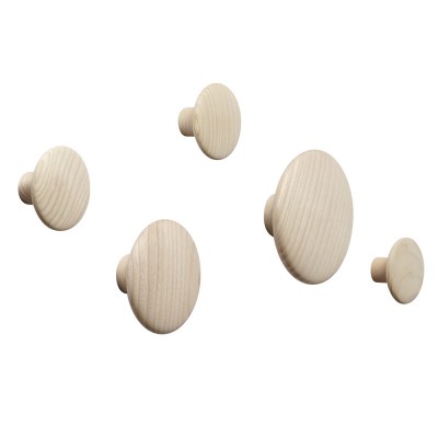 Set de 5 crochets muraux Dots bois chêne naturel - Muuto