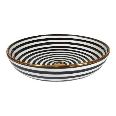 Assiette creuse noir rayures - Chabi Chic