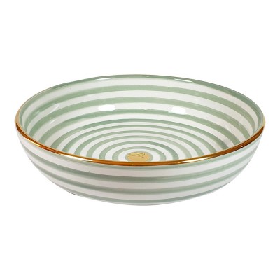 Assiette creuse vert amande rayures - Chabi Chic