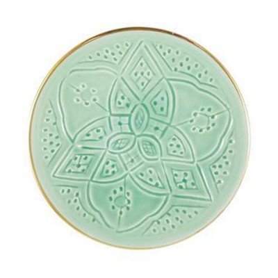 Assiette Empreinte gold vert amande - Chabi Chic