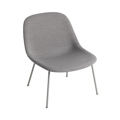 Chaise lounge Fiber tissu gris Remix 133 & piètement acier - Muuto