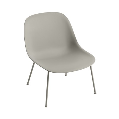 Chaise lounge Fiber composite bois et plastique gris & piètement acier - Muuto
