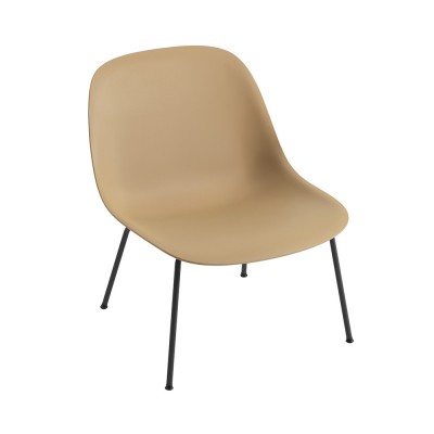 Chaise lounge Fiber composite bois et plastique ocre & piètement acier - Muuto