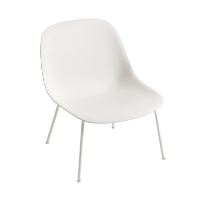 Chaise lounge Fiber composite bois et plastique blanc & piètement acier - Muuto