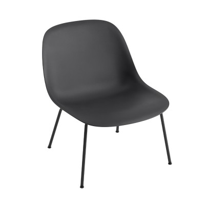 Chaise lounge Fiber composite bois et plastique noir & piètement acier - Muuto