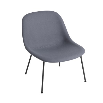 Chaise lounge Fiber tissu bleu Divina 154 & piètement acier - Muuto