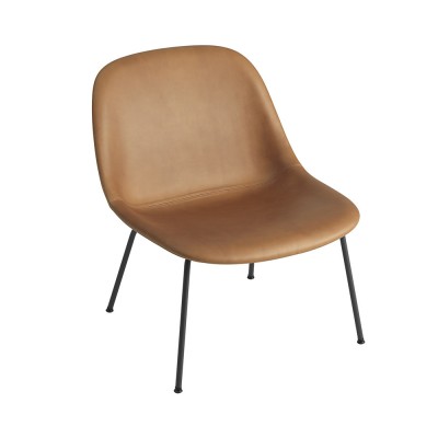 Chaise lounge Fiber cuir cognac & piètement acier - Muuto